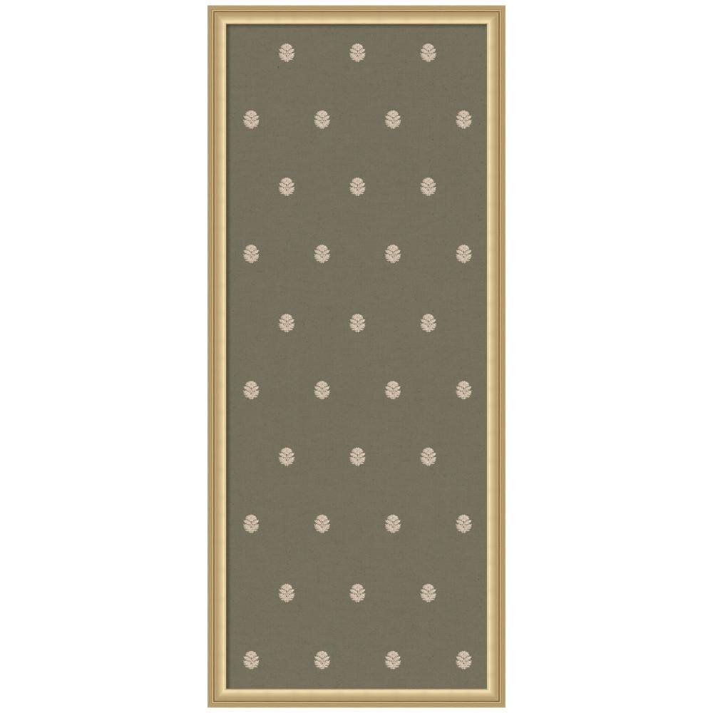 Florence 42 in. x 18 in. Gold Plastic Framed Green Botanical Block Print Memo Board