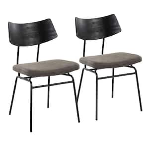 Walker Dark Grey Faux Leather & Black Metal with Black Wood Side Dining Chair (Set of 2)