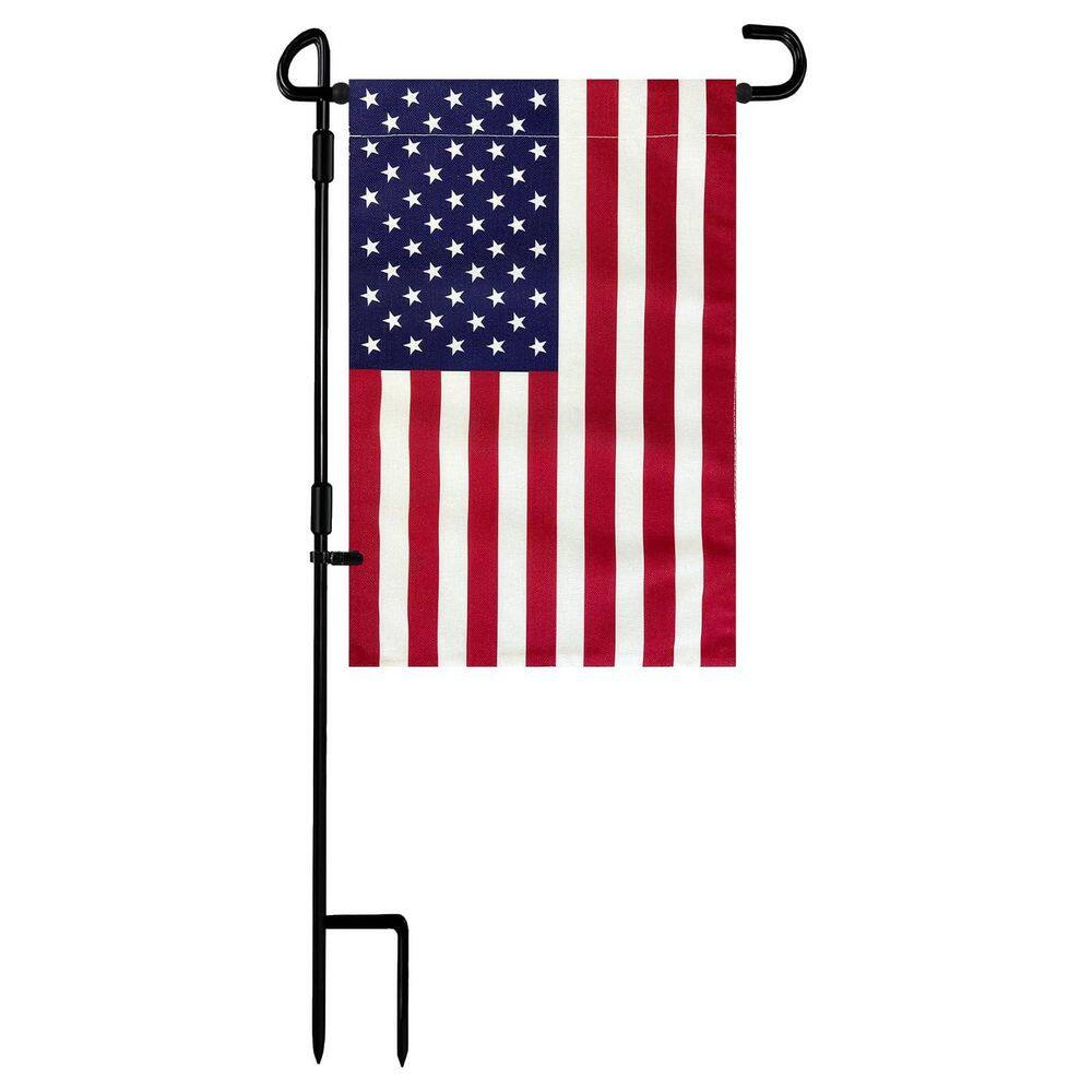 12 x 18 in. Black Metal Garden Flag Stand with American Flag for Yard Outdoor Decor (1-Pack) price history on PriceWatchPro