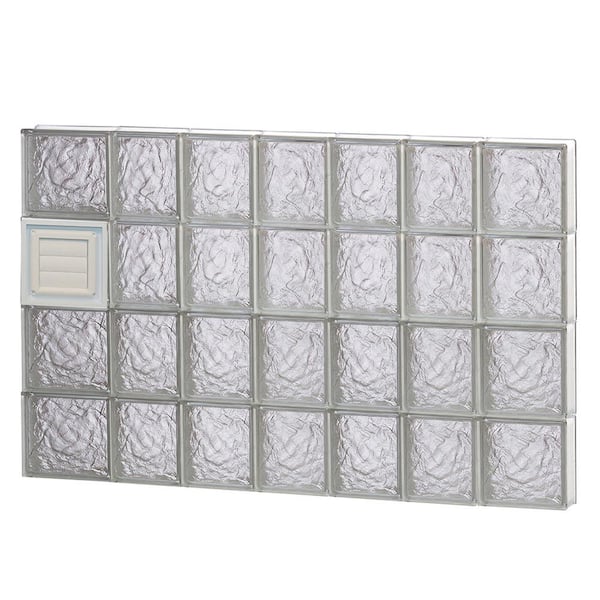 Clearly Secure 44.25 in. x 31 in. x 3.125 in. Frameless Ice Pattern Glass Block Window with Dryer Vent