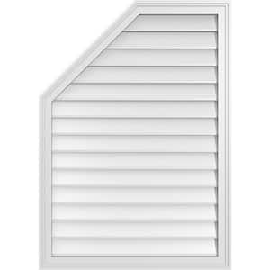 30 in. x 42 in. Octagonal Surface Mount PVC Gable Vent: Decorative with Brickmould Frame