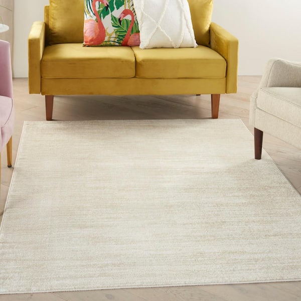 Essentials 5 ft. x 8 ft. Ivory Beige Solid Contemporary Indoor Outdoor Indoor Outdoor Area Rug
