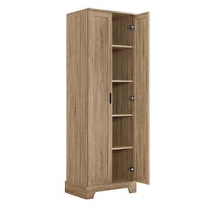 23 in. W x 17 in. D x 71 in. H Brown MDF Freestanding Linen Cabinet with Adjustable Shelf in Brown