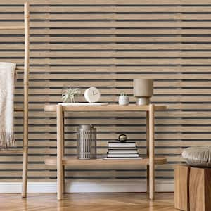 Marlow Brown Wood Slats Wallpaper Sample