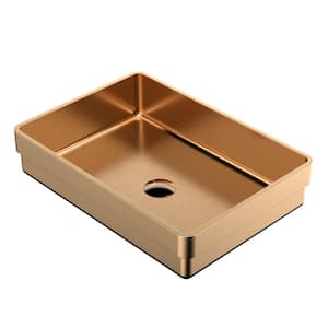 CCT200 20 in. Stainless Steel Drop-In Bathroom Sink in Brown Brushed Copper