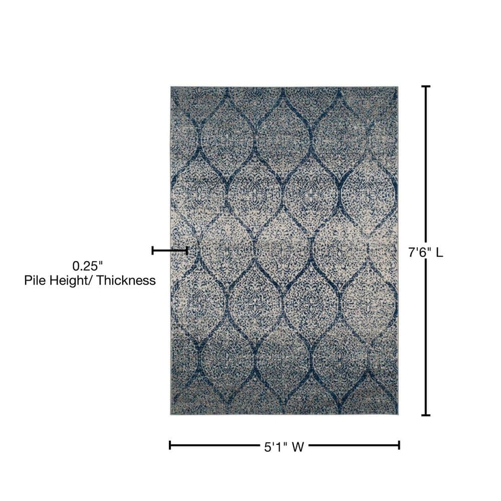 Navy and Silver Reversible Damask Area Rug