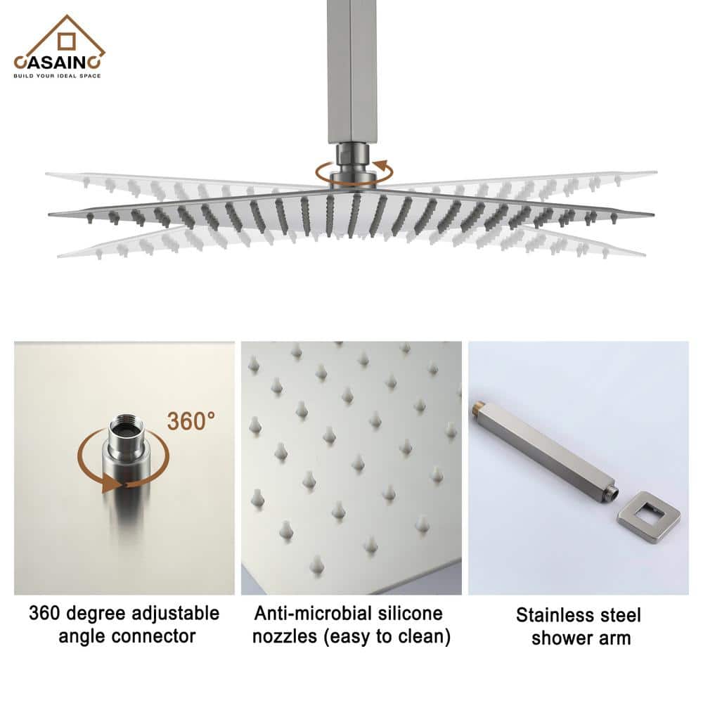 12'' Matte Black Nickel Rain Shower System with Handheld