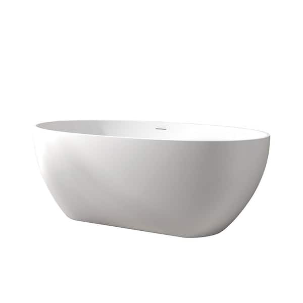 63 in. x 22 in. Soaking Bathtub with Center Pop up Drain in White