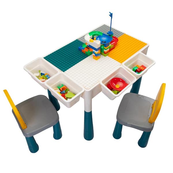 Tobbi Kids Block Building Table, Toddler Activity Table With Storage