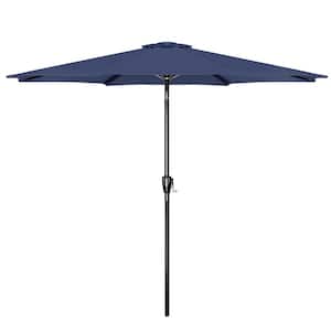 9 ft. Outdoor Market Table Patio Umbrella with Button Tilt, Crank and 8-Sturdy Ribs for Garden, Dark Blue