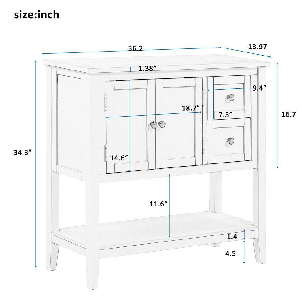 Modern 36 in. Green Standard Rectangle Wood Console Table with 2 ...