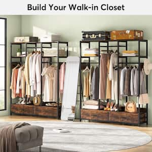 Billie Dark Brown Closet Rack with 2-Drawers, 2-Shelves and 6 Hooks