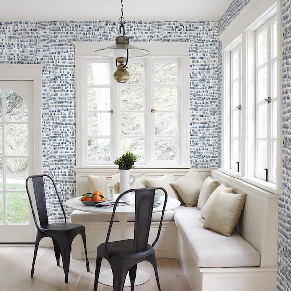 Runes Blue Brushstrokes Paper Non-Pasted Wallpaper Roll (Covers 56.4 Sq. Ft.)