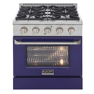 Pro-Style 30 in. 4.2 cu. ft. Propane Gas Range with Sealed Burners and Convection Oven in Blue Oven Door