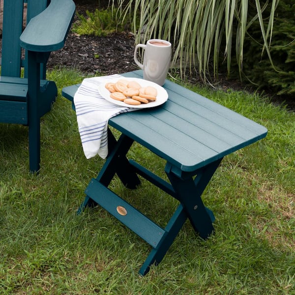 Adirondack Nantucket Blue Recycled Plastic Outdoor Folding Side Table