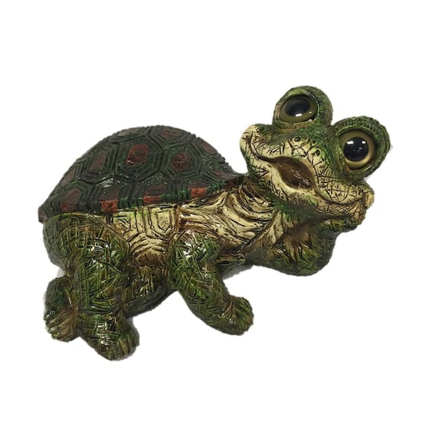 HOMESTYLES 11 in. Flirty the Whistling Turtle Lying with Motion Activated Sound (Whistling) Figurine