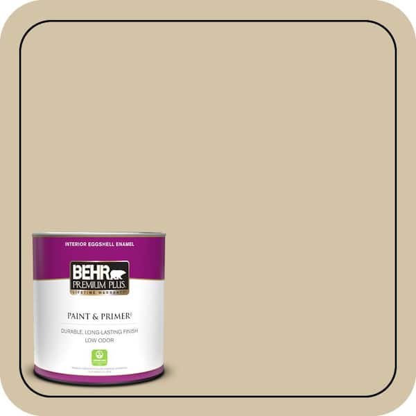BEHR PREMIUM PLUS 1 qt. #740C-3 Oat Straw Eggshell Enamel Low Odor Interior Paint & Primer