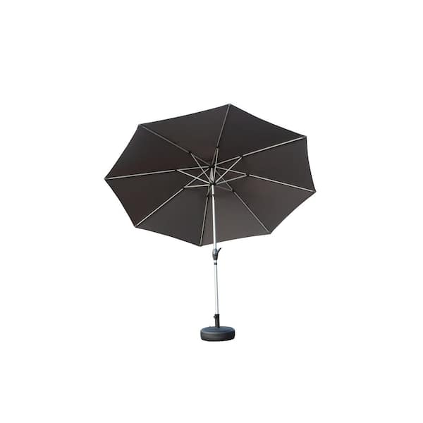 9 ft. 8 Ribs Outdoor Market Yard Patio Umbrella with Push Button Tilt/Crank in Gray