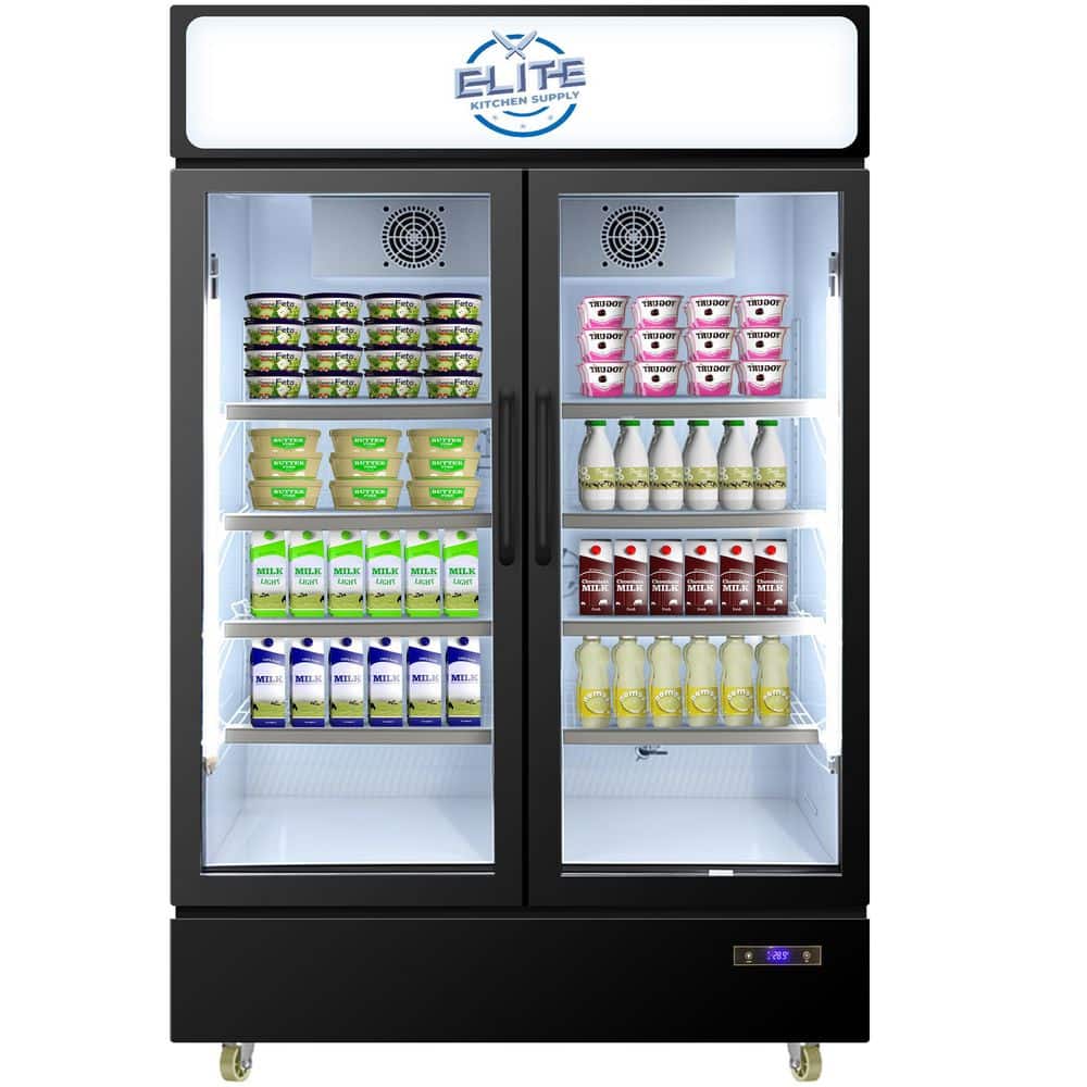 48 in. W 25.7 cu. ft. Commercial NSF 2-Glass Door Refrigerator EC26 in Black