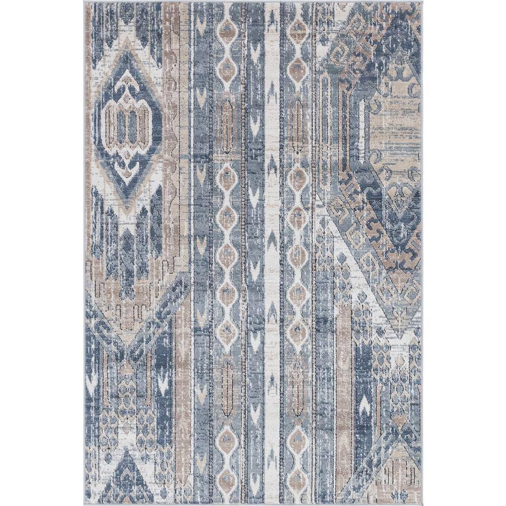 Navy Blue Rectangular Indoor Geometric Easy-Care Area Rug