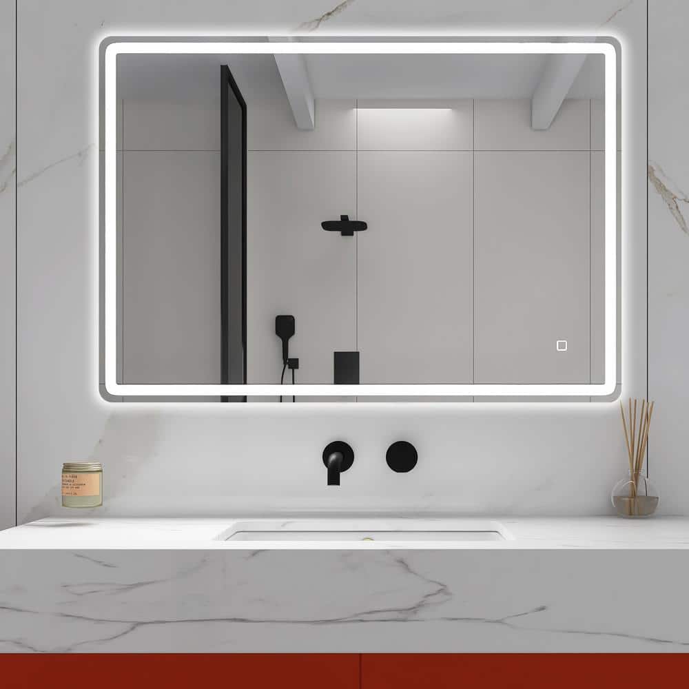 40 in. W x 28 in. H Rectangular Frameless Anti-Fog LED Wall Bathroom Vanity