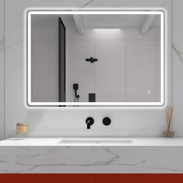 Unbranded 40 in. W x 28 in. H Rectangular Frameless Anti-Fog LED Wall Bathroom Vanity Mirror in Silver with Bluetooth