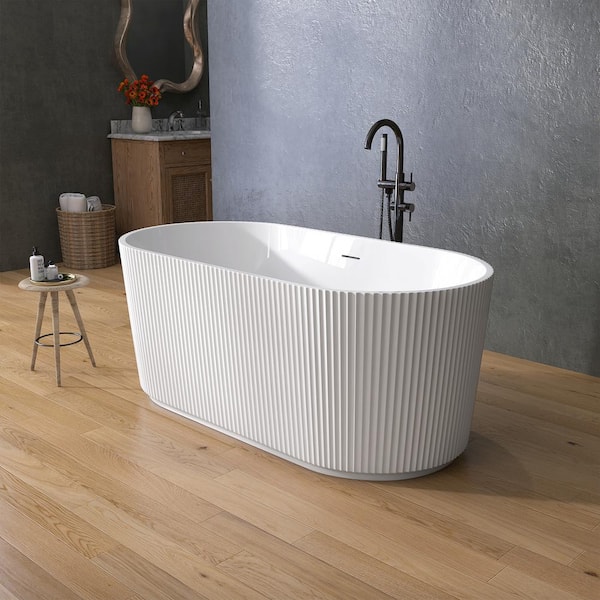 Zeafive Lax 59 in. x 29.53 in. Freestanding Soaking Bathtub