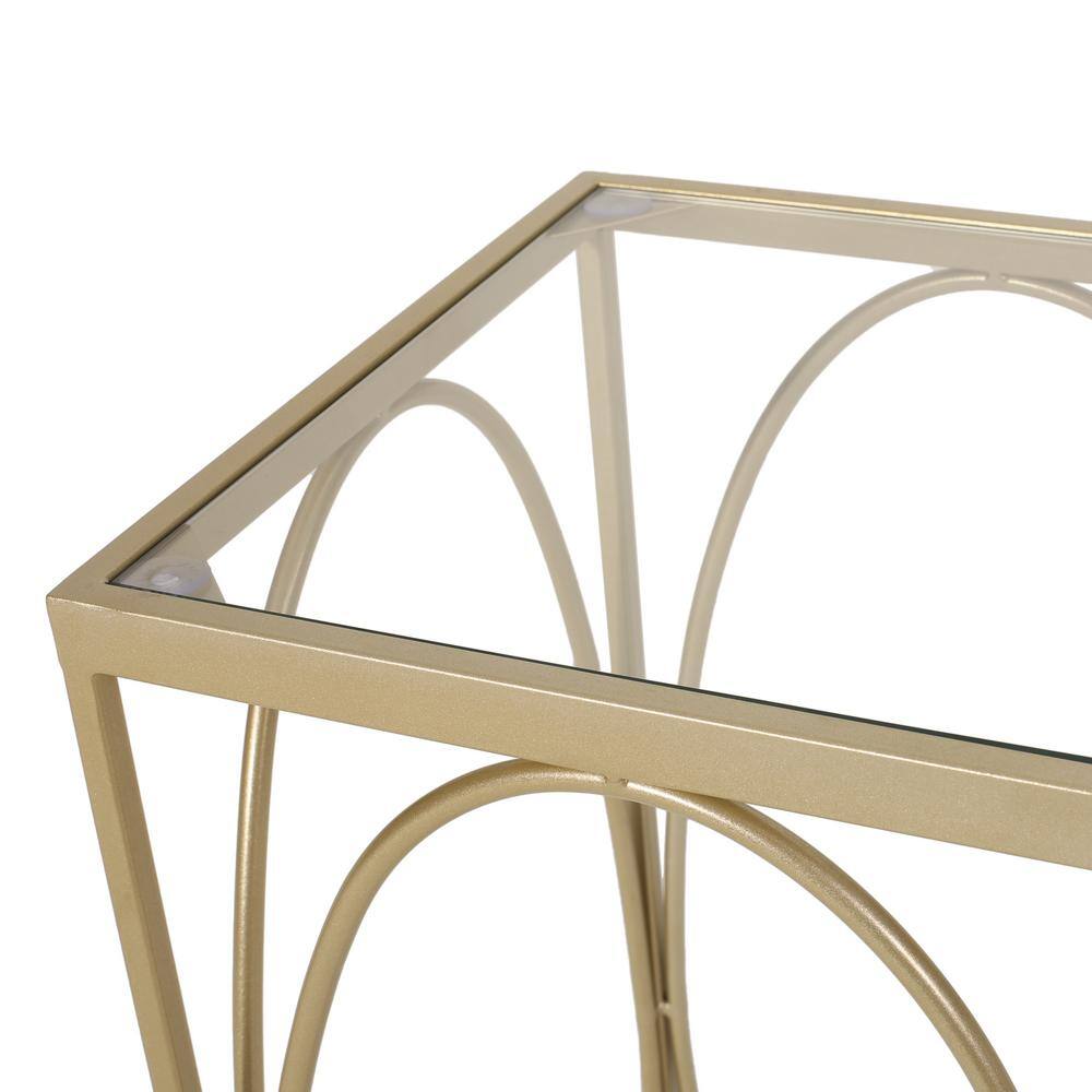 Champagne Gold and Black Glass Top Rectangular End Table
