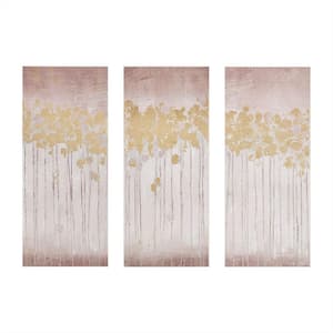 Anky 3-Piece Framed Art Print 35 in. x 15 in. Gold Foil Abstract Canvas Wall Art Set