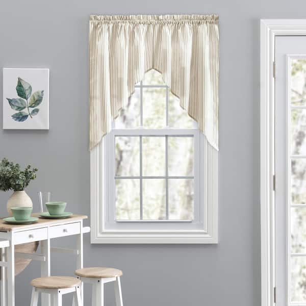 Plaza Stripe 36 in. Polyester/Cotton Tailored Swag in Tan