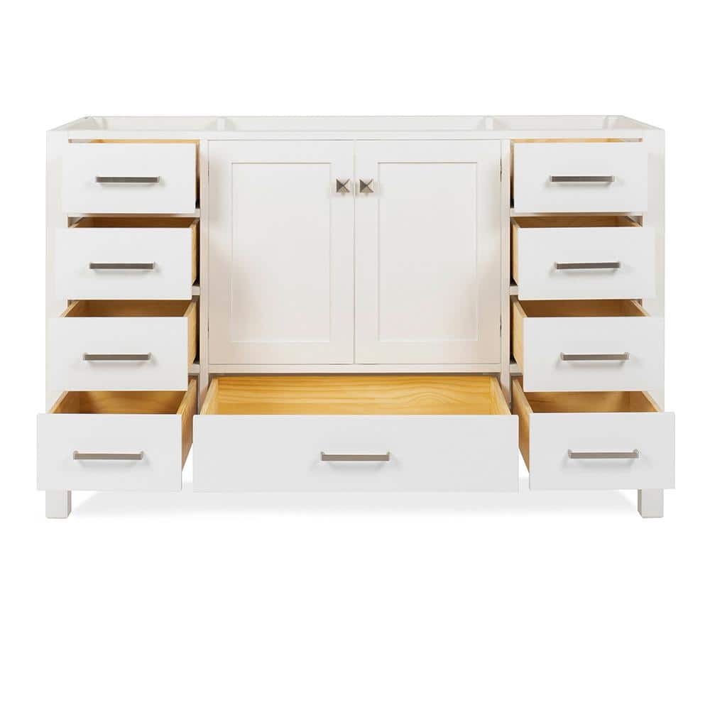 Cambridge 54" White Solid Wood Single Vanity Cabinet