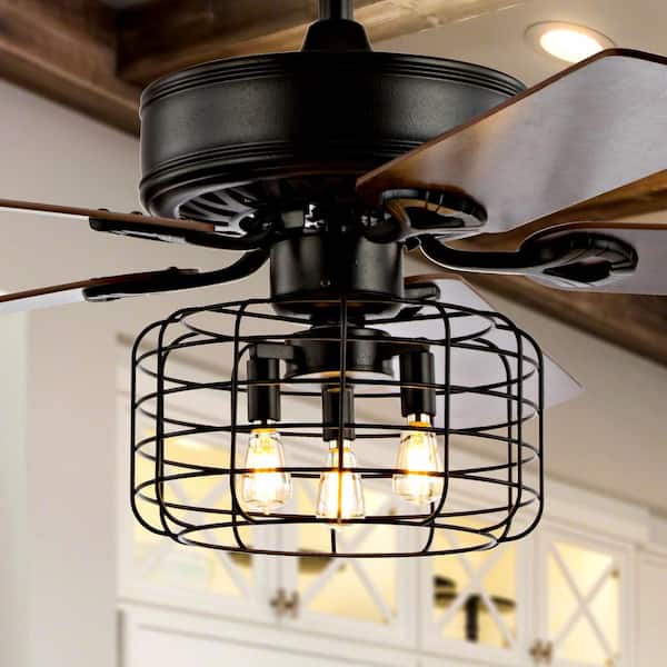 52" Industrial Retro Ceiling Fan Light Elegant 5-Lights Edison Bulb Living room 