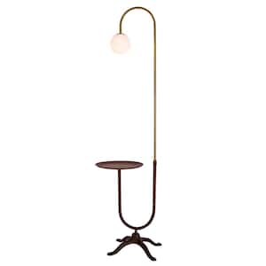 66.9 in. Dark Brown Modern 1-Light Arc Floor Lamp for Living Room Bedroom with Glass Shade