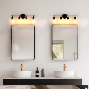 23 in. 4-light Black Industrial Bathroom Vanity Light for Bathroom with No Bulbs Included