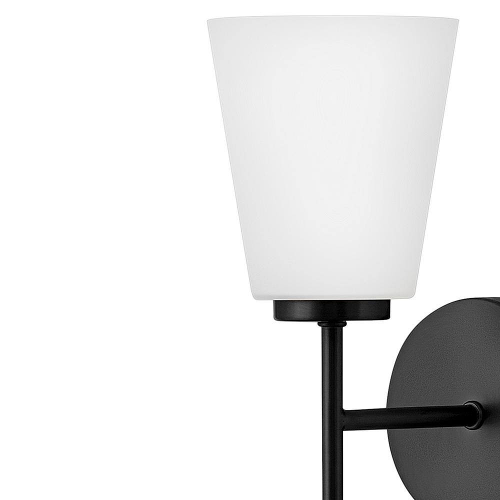 Black Etched Opal Glass Single Light Vanity Sconce
