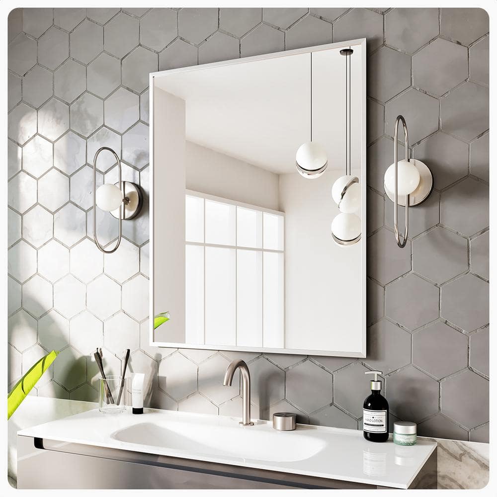 Brushed Wood Rectangular Framed Wall Mirror