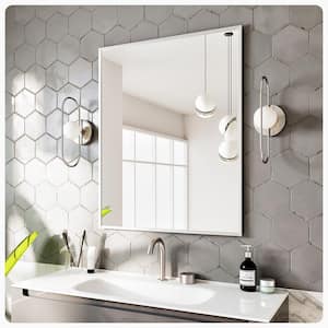 Sax 24 in. W x 30 in. H Small Rectangular Aluminum Framed Wall Bathroom Vanity Mirror in Chrome