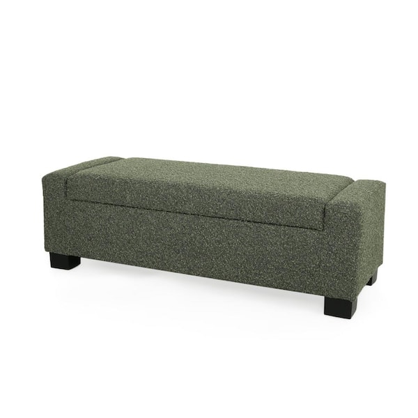 Noble House Betts Bella Black Green Upholstered Storage Ottoman