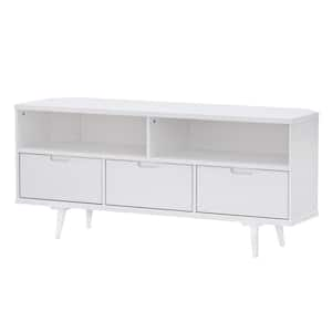 Welwick Designs 56 in. Birch Wood Modern TV Stand with 2 Drawers and ...