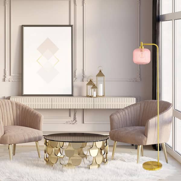 River of Goods Elaine 62.75 in. Brushed Gold-Colored Floor Lamp