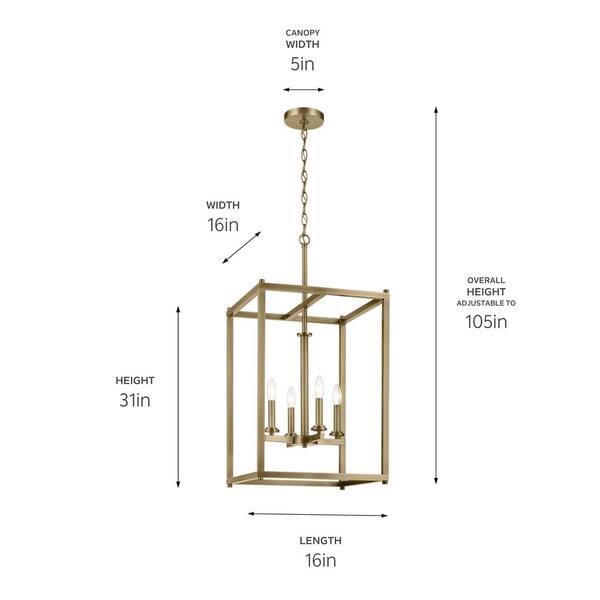 Kichler Crosby 4-Light Chrome Modern/Contemporary Square Large Hanging Pendant Light