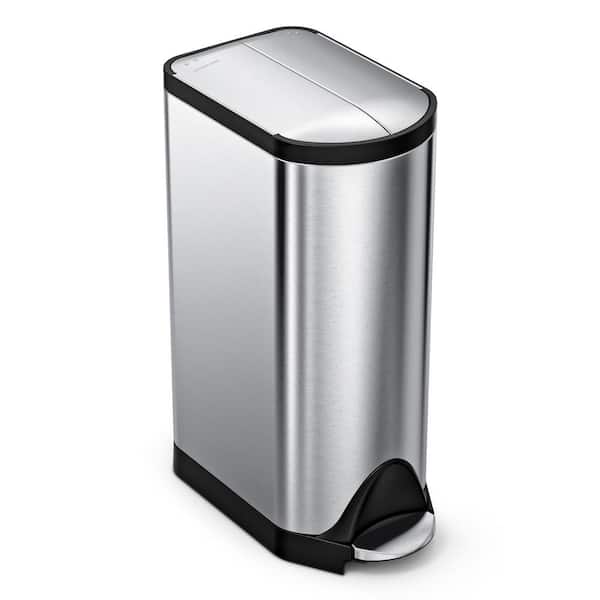 simplehuman 30L Butterfly Lid Step Kitchen Trash Can, Brushed Stainless Steel