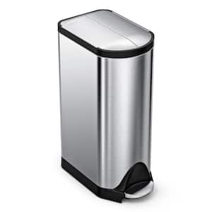 30-Liter Fingerprint-Proof Brushed Stainless Steel Butterfly Step-On Trash Can