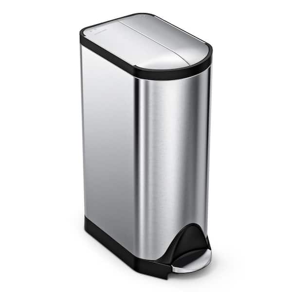 simplehuman 30 Liter / 8 Gallon Round Step Trash Can, Brushed Stainless  Steel