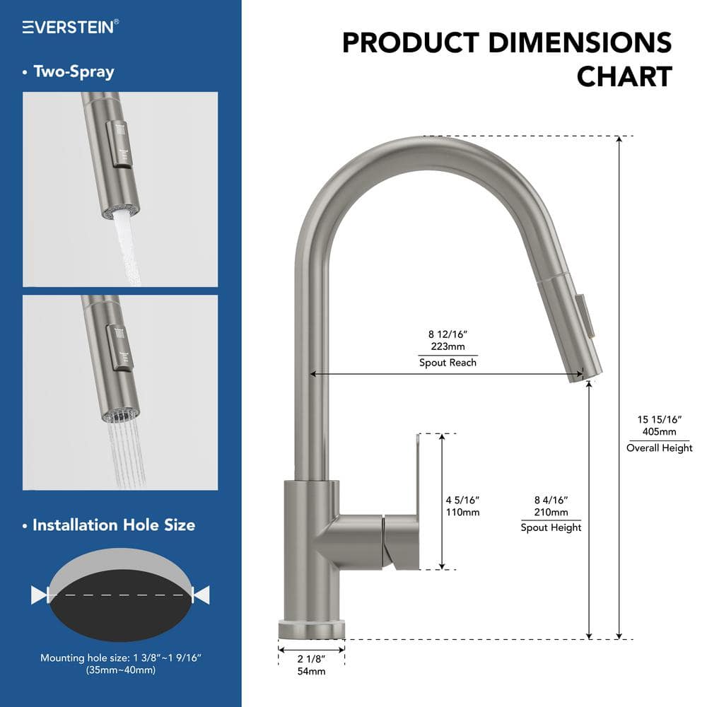 Brushed Nickel Single Handle Kitchen Faucet with Pull-Out Spray