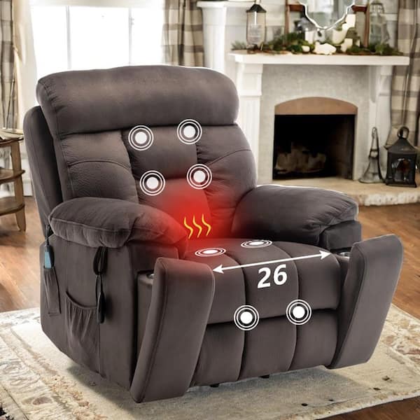 aisword Flagship Oversized(Flat more than 6.1 ft.) Velvet Lift Recliner with Massage,Heating,Assisted Standing -Antique Brown 1