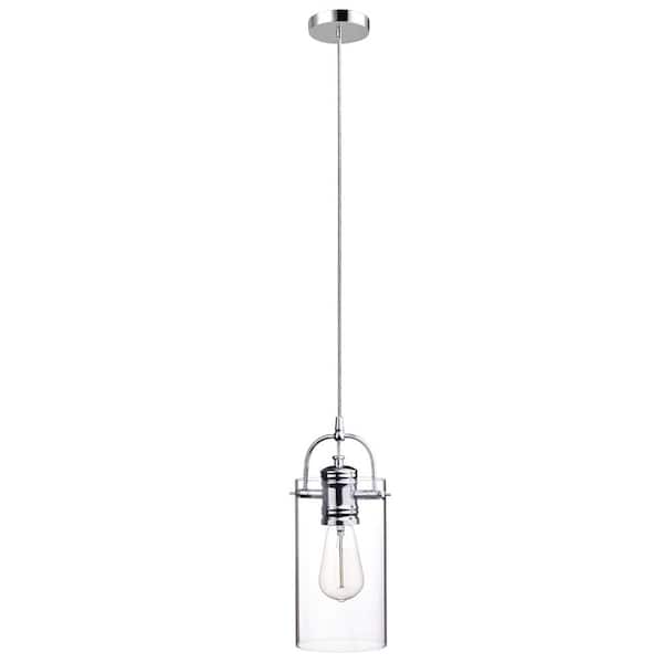 Globe Electric Jennings 1-Light Chrome Plug-In or Hardwire Pendant Lighting with 15 ft. Cord