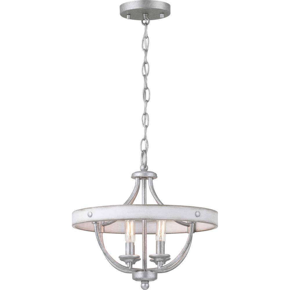 Gulliver Rustic Galvanized 4-Light Semi-Flush Ceiling Light with Wood Grain Accents