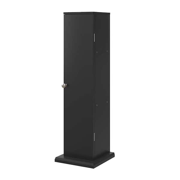 8 in. W x 8 in. D x 26 in. H Black Linen Cabinet, Small Thin Bathroom Floor Toilet Paper Cabinet with Doors and Shelves