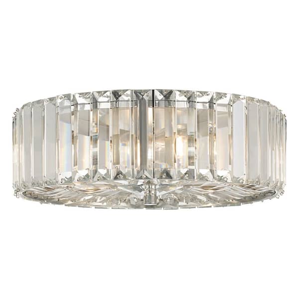 Monteaux Lighting 13 in. 2-Light Chrome and Crystal Flush
